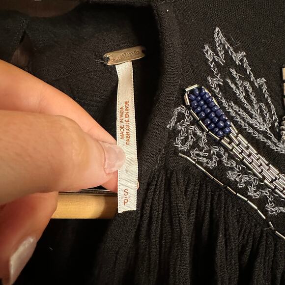 FREE PEOPLE | Sweet Fantasy Beaded Boho Flowy Beaded Top | Size Small - Picture 7 of 10